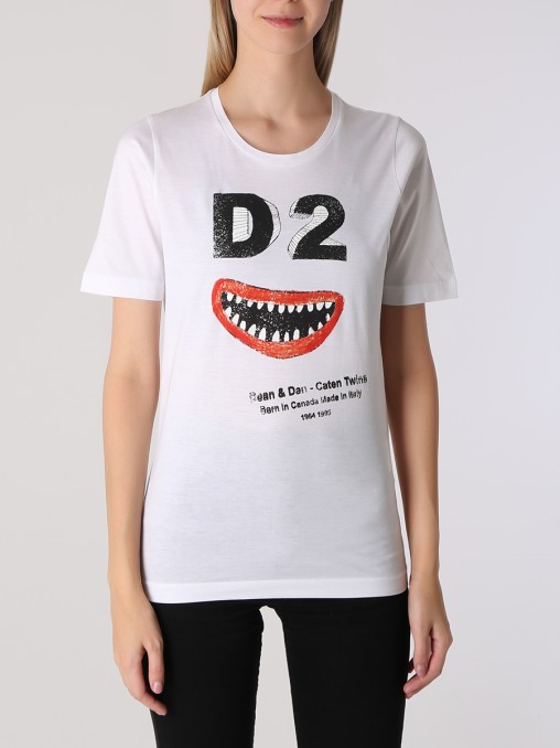 Футболка хлопковая с принтом DSQUARED2