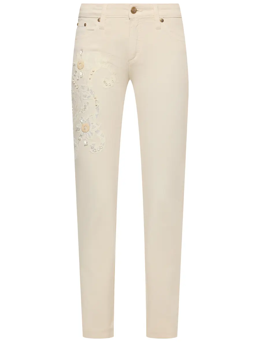 Джинсы с кружевом