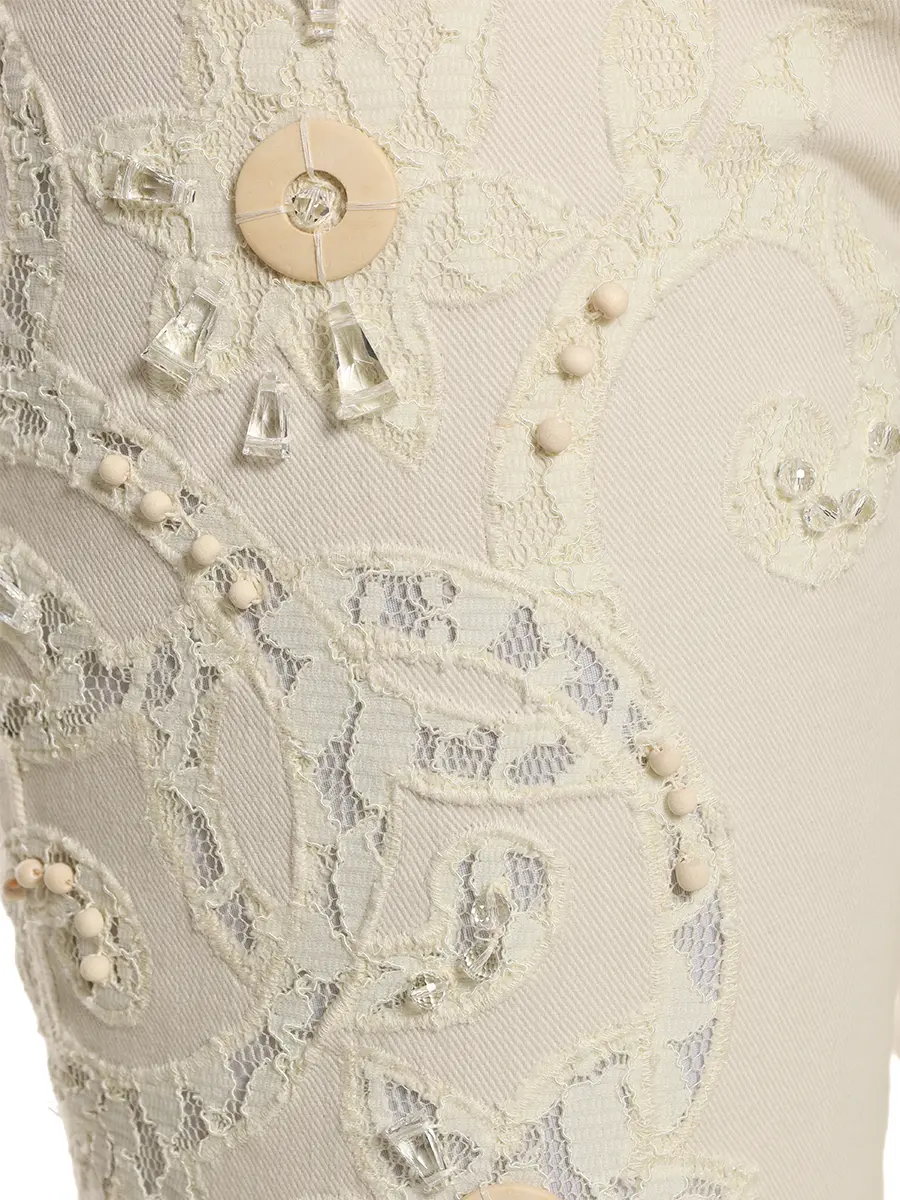 Джинсы с кружевом