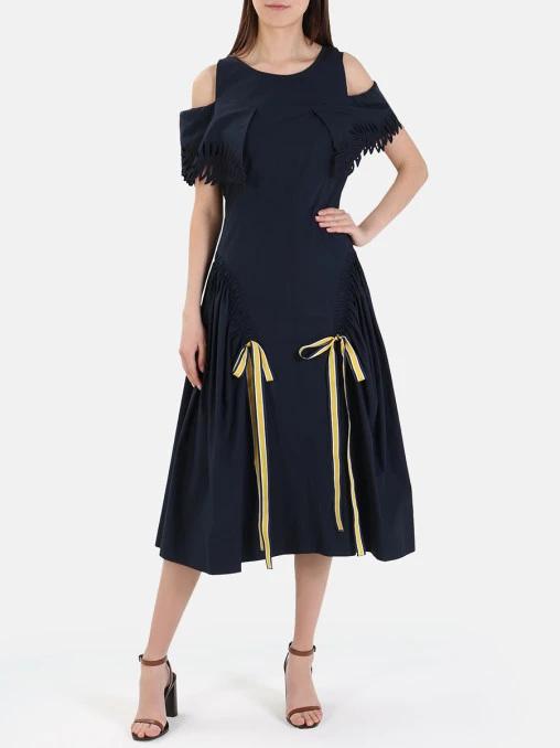 Платье с декором хлопковое FENDI