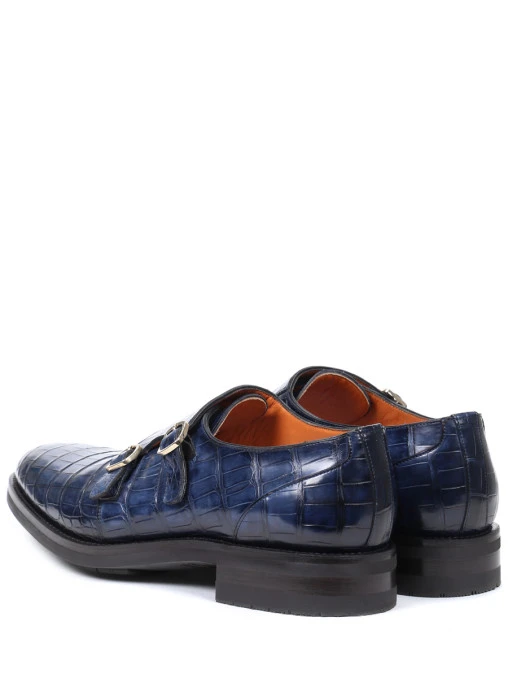 Туфли-монки из кожи крокодила SANTONI