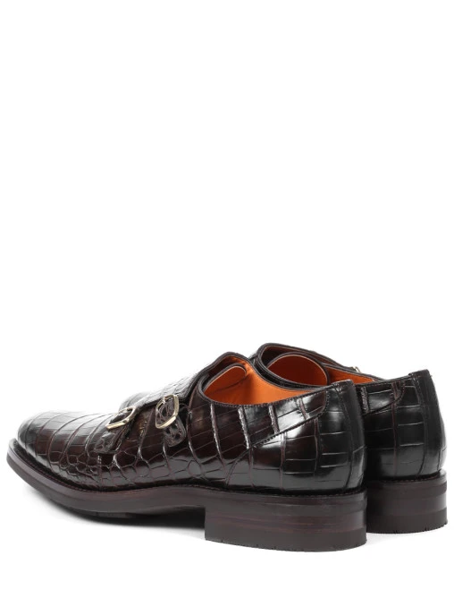 Туфли-монки из кожи крокодила SANTONI