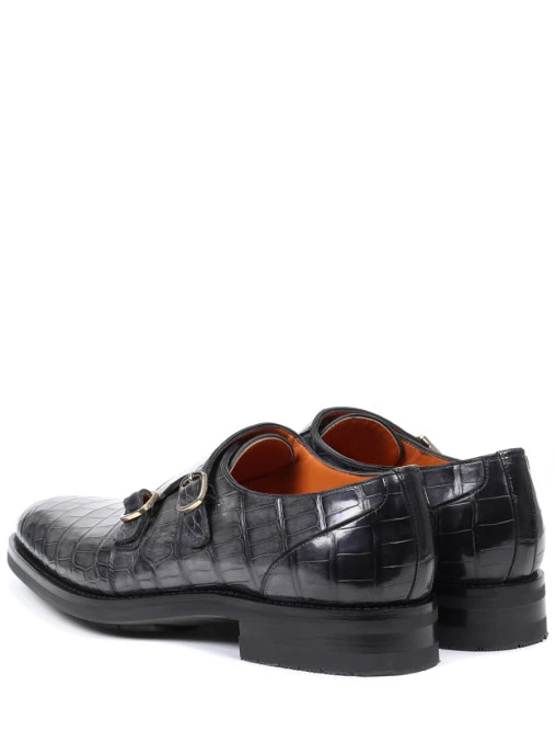 Туфли-монки из кожи крокодила SANTONI