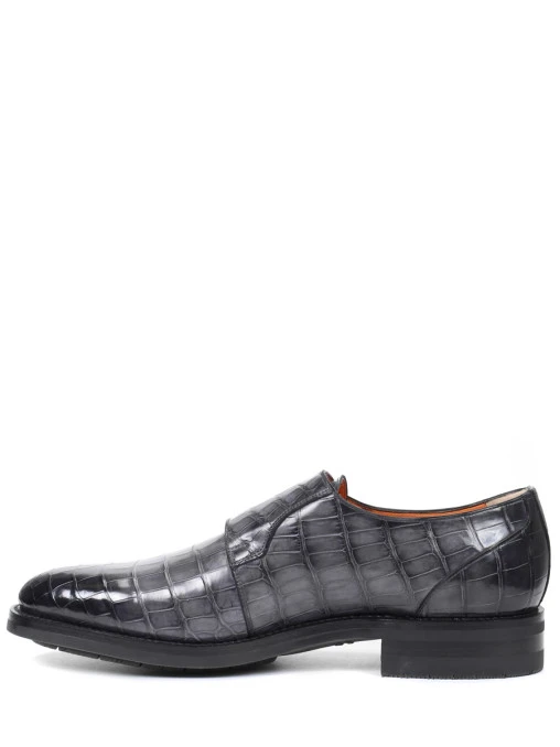 Туфли-монки из кожи крокодила SANTONI