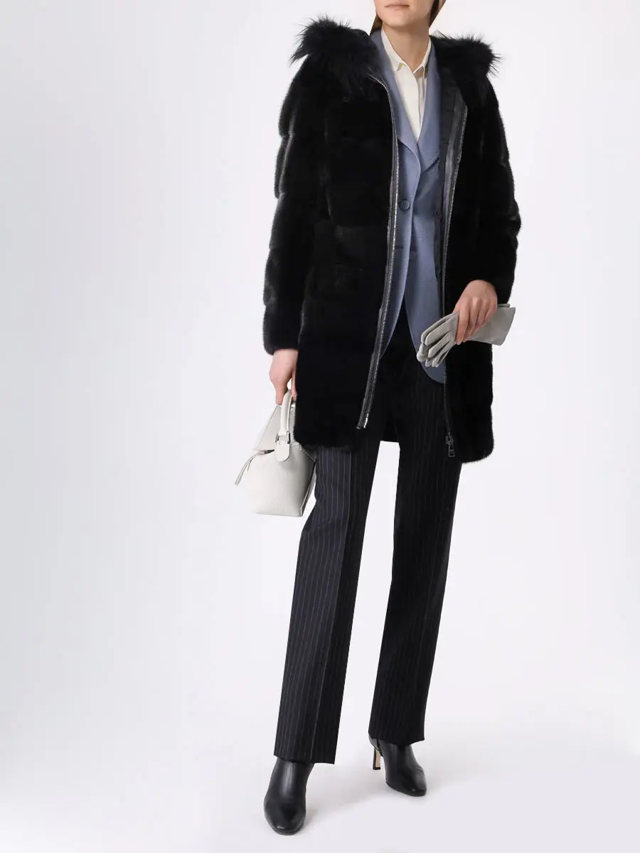 Норковая шуба с капюшоном