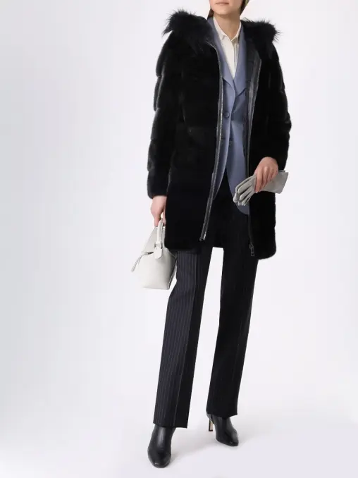 Норковая шуба с капюшоном FERRE