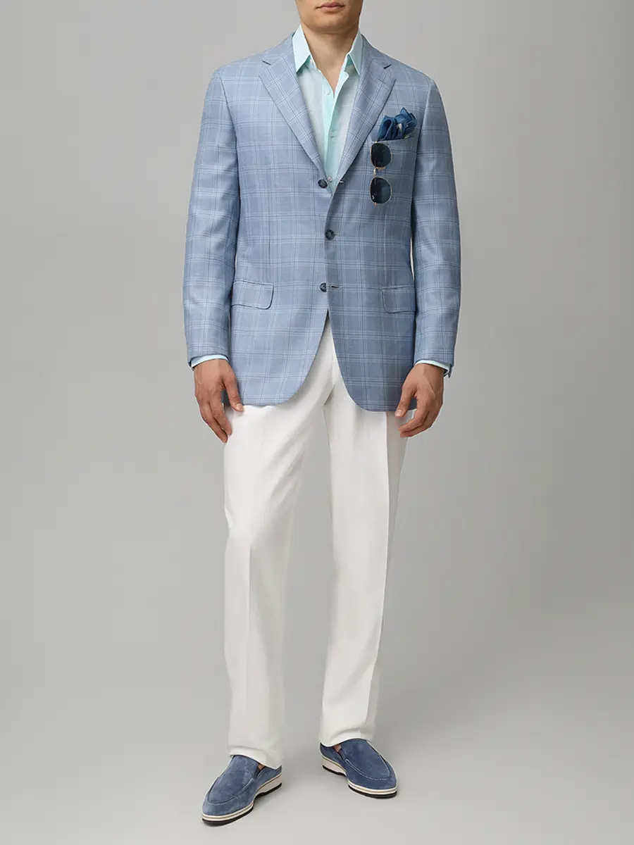 Рубашка Slim Fit из хлопка и льна