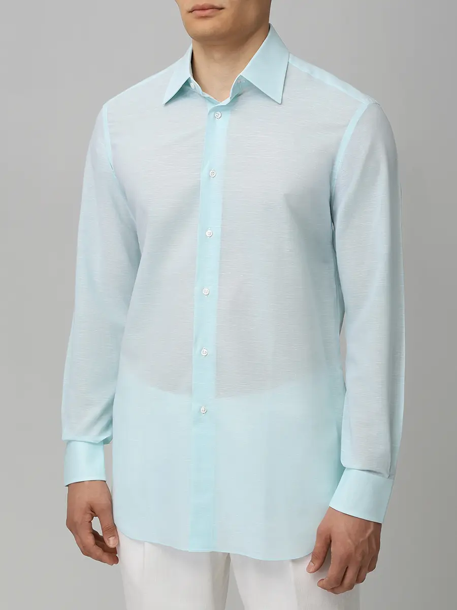 Рубашка Slim Fit из хлопка и льна
