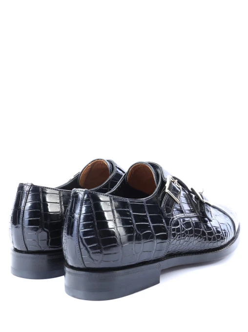 Туфли-монки из кожи крокодила SANTONI