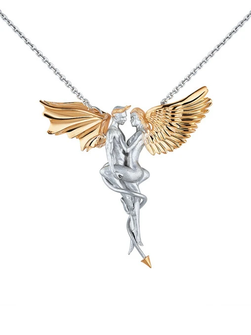 Колье "Ангел и Демон" серебряное FLYMI