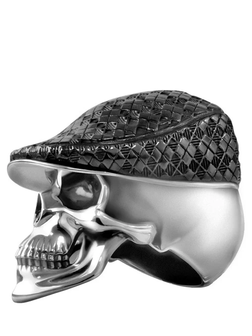 Кольцо Череп в кепке серебряное FLYMI