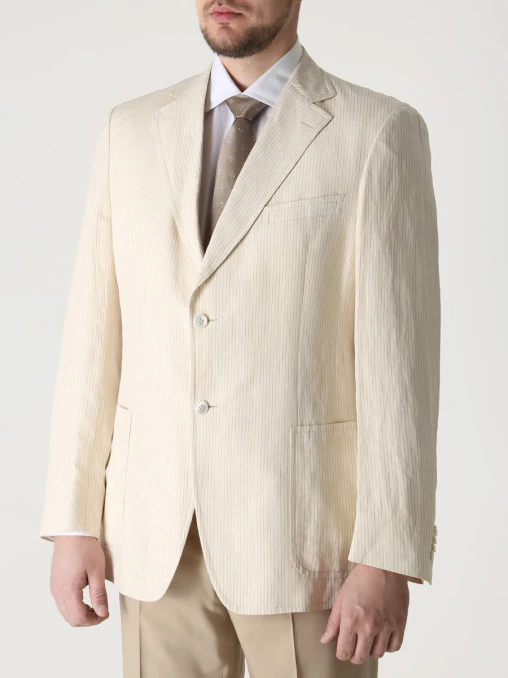 Пиджак из шелка и льна в полоску ZEGNA