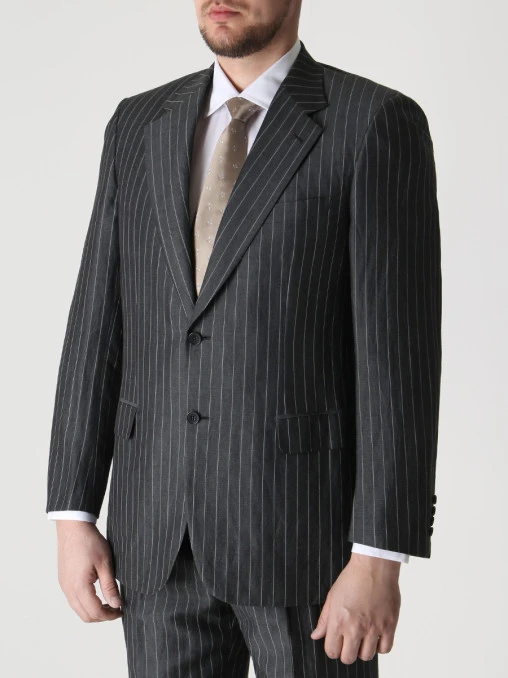 Костюм из шерсти и льна в полоску BRIONI