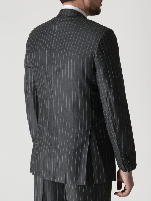 Костюм из шерсти и льна в полоску BRIONI