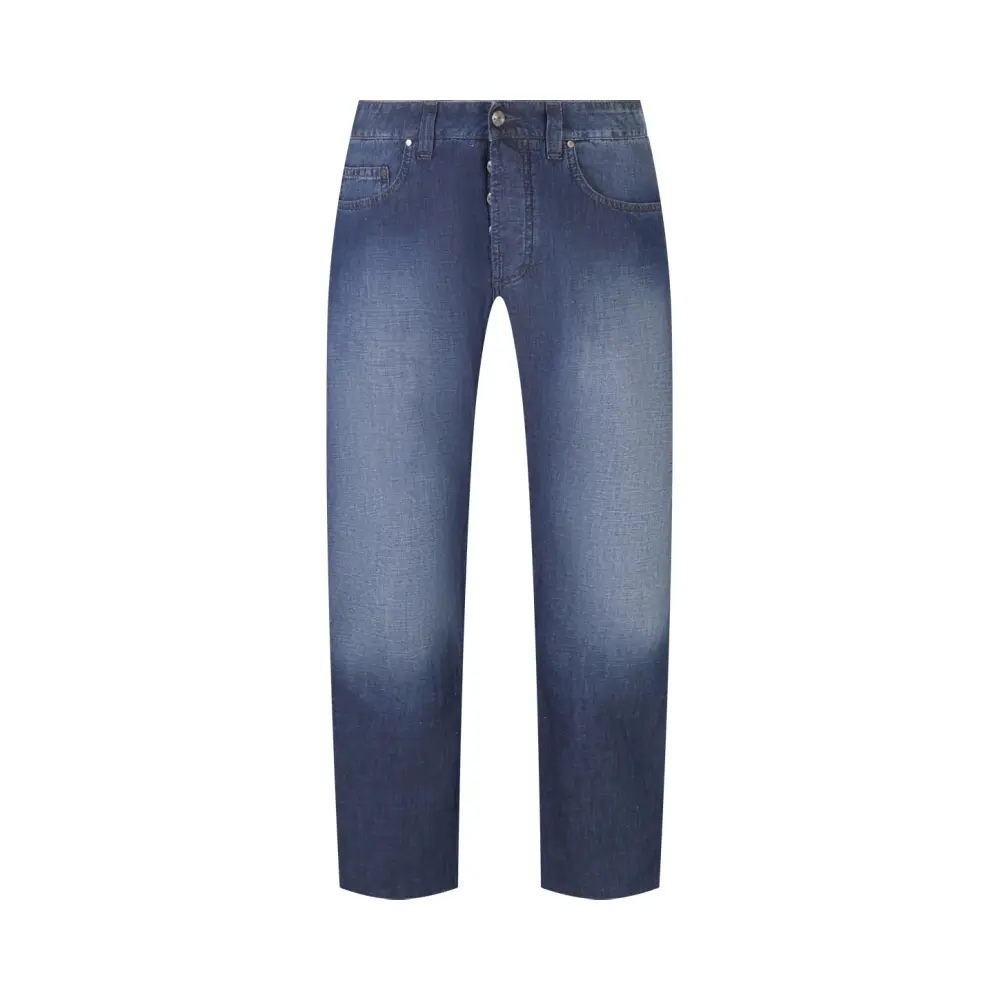 Джинсы Regular Fit из хлопка и льна