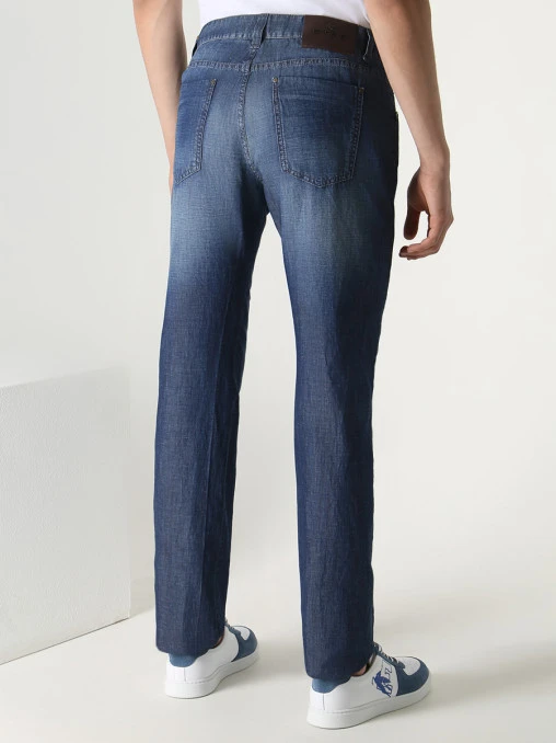 Джинсы Regular Fit из хлопка и льна ETRO