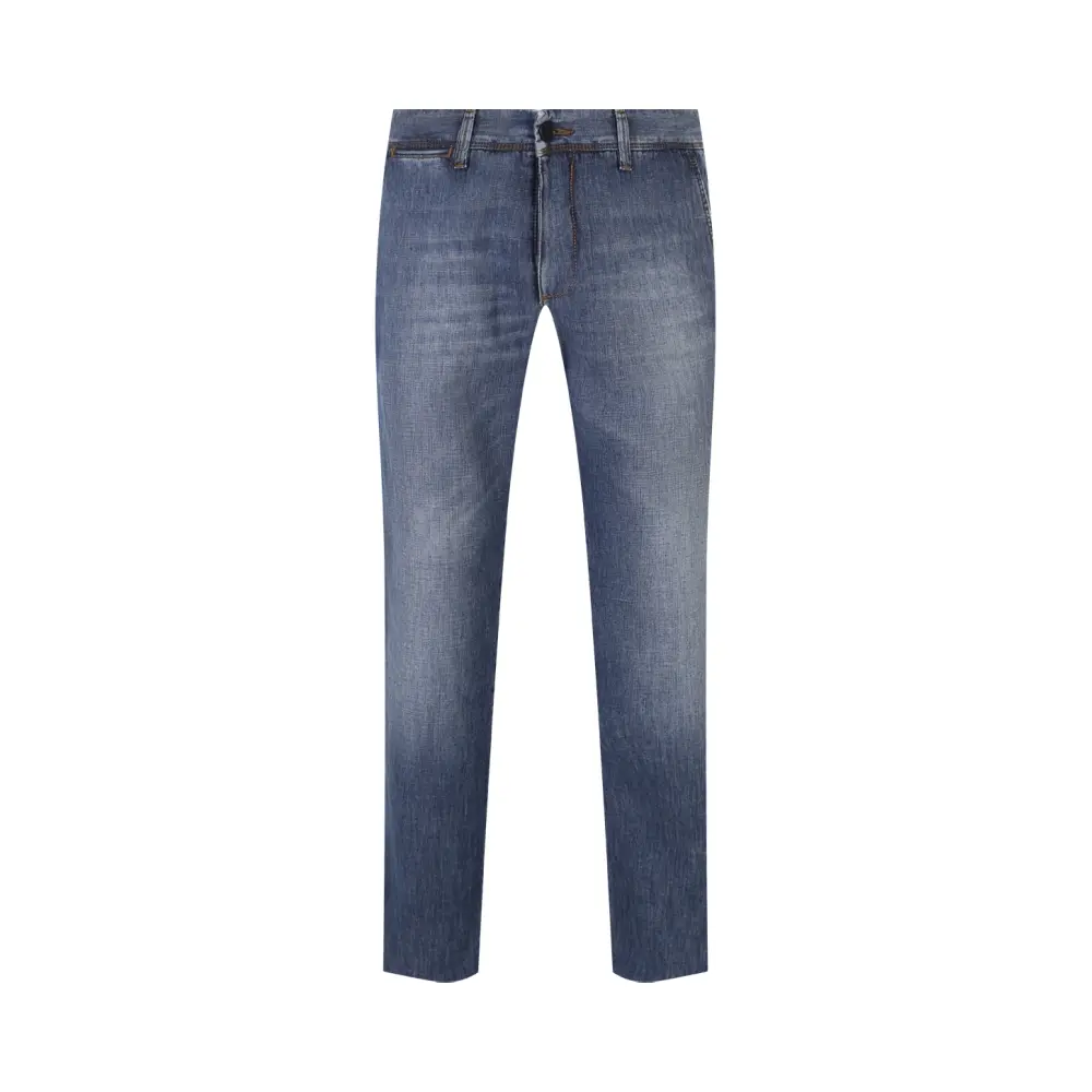 Джинсы Slim Fit из хлопка и льна