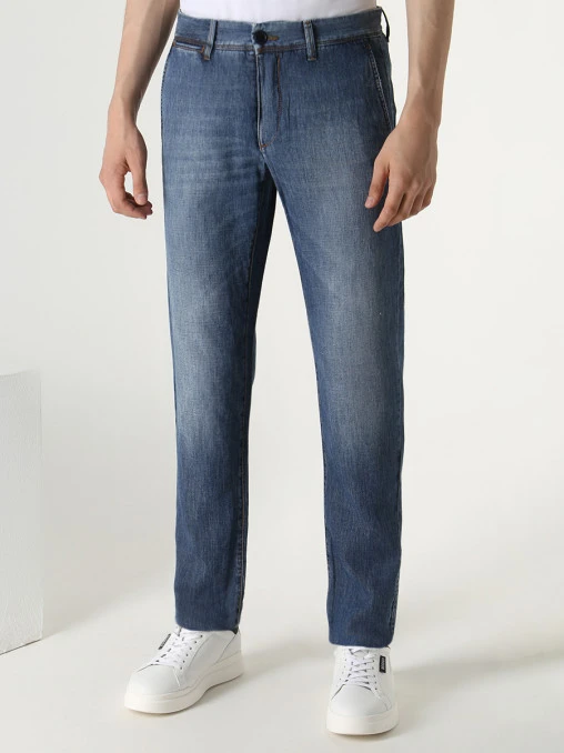 Джинсы Slim Fit из хлопка и льна DIRK BIKKEMBERGS