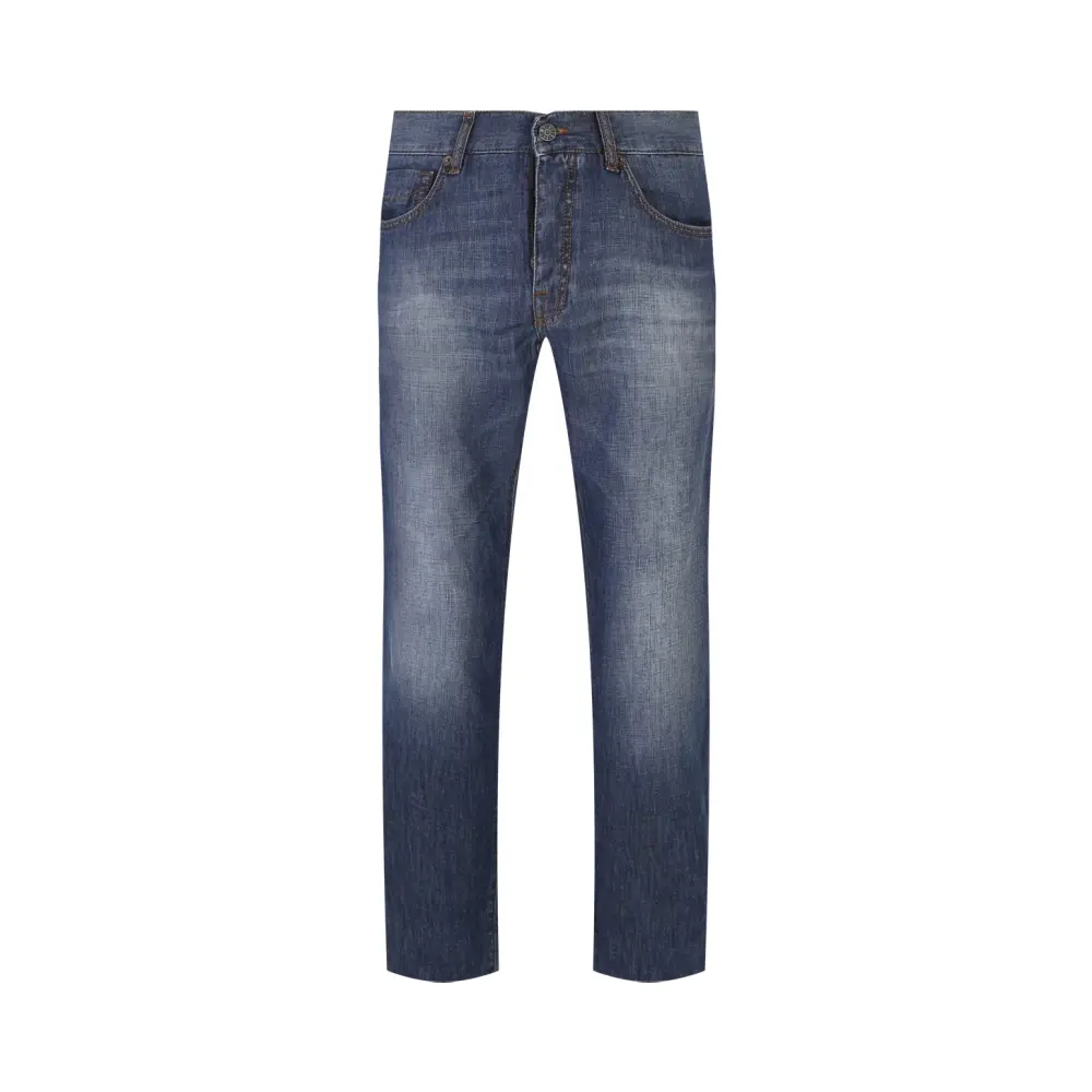 Джинсы Regular Fit из хлопка и льна