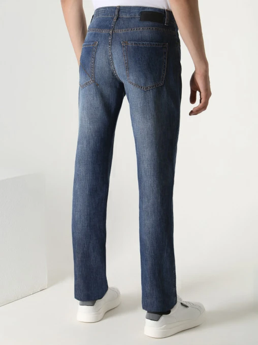 Джинсы Regular Fit из хлопка и льна DIRK BIKKEMBERGS