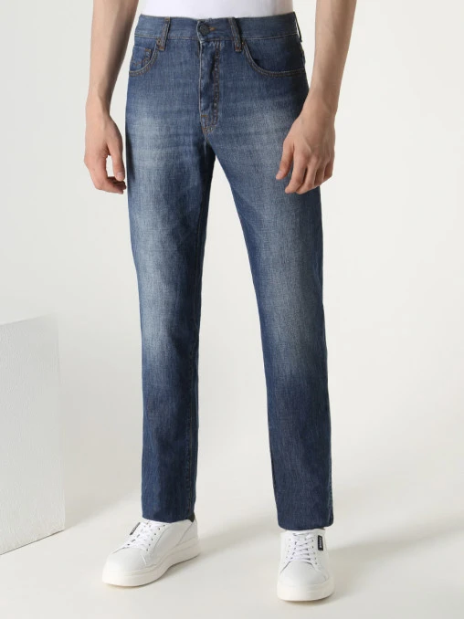 Джинсы Regular Fit из хлопка и льна DIRK BIKKEMBERGS