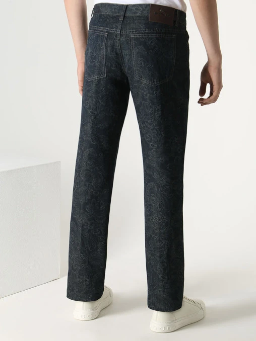 Джинсы Regular Fit из хлопка и льна ETRO