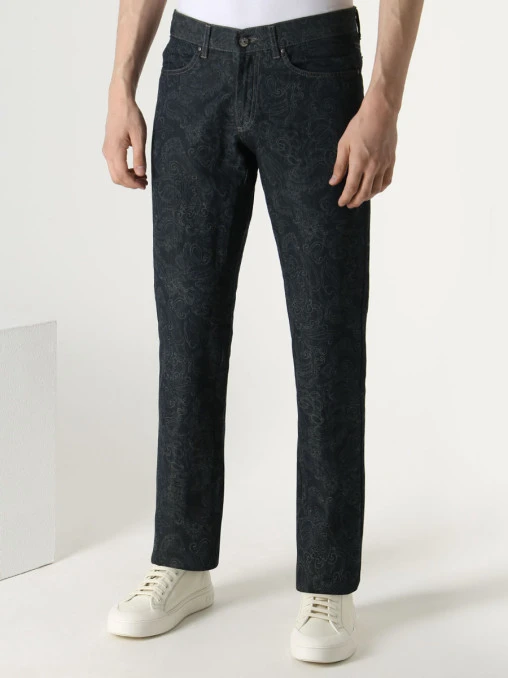 Джинсы Regular Fit из хлопка и льна ETRO