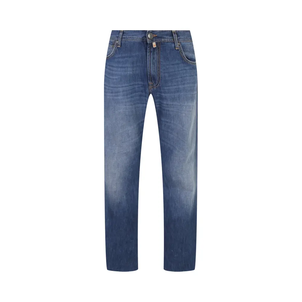 Джинсы Regular Fit из хлопка и льна