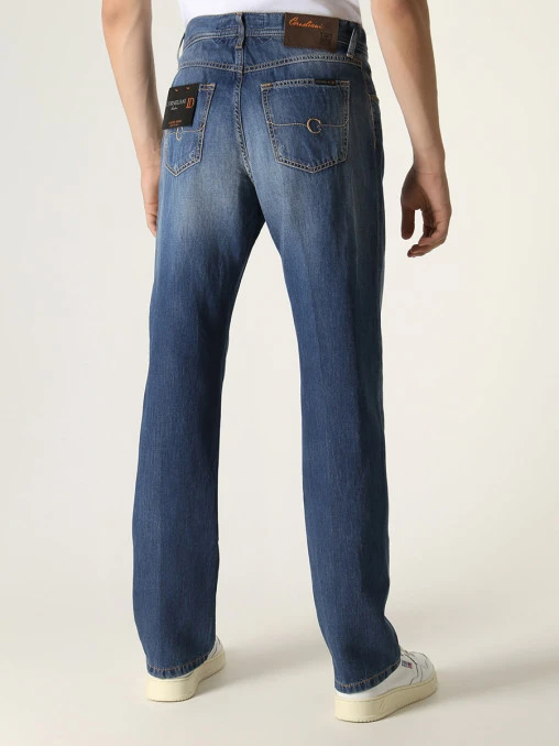 Джинсы Regular Fit из хлопка и льна CORNELIANI