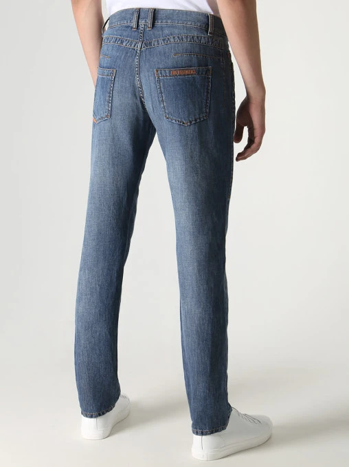 Джинсы Slim Fit из хлопка и льна BIKKEMBERGS
