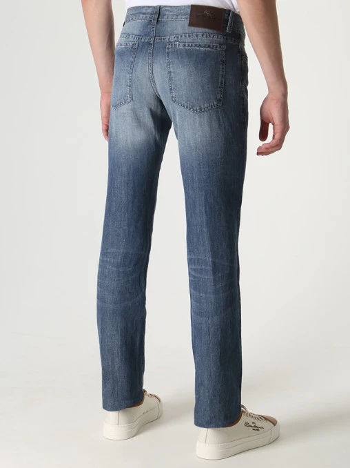 Джинсы Slim Fit из хлопка и льна ETRO