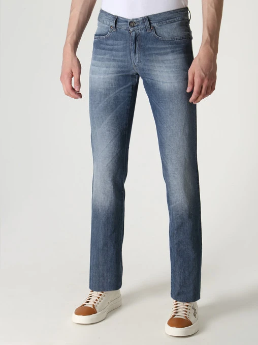 Джинсы Slim Fit из хлопка и льна ETRO