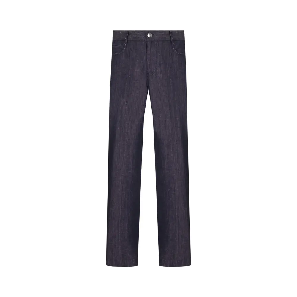 Джинсы Regular Fit из хлопка и льна