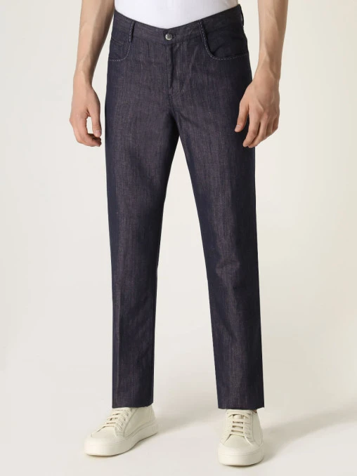 Джинсы Regular Fit из хлопка и льна ZILLI