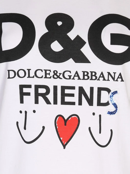 Футболка хлопковая с принтом DOLCE & GABBANA