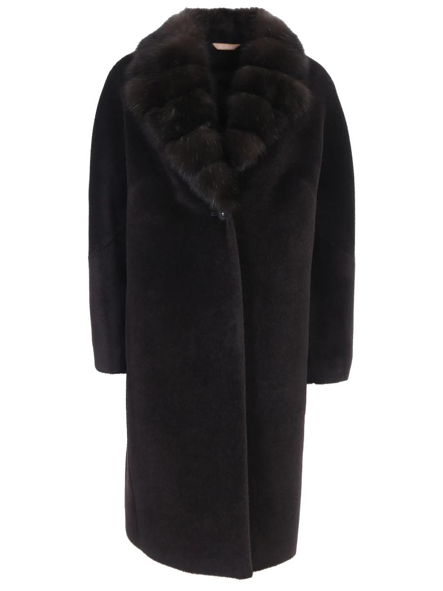 Пальто шерстяное с мехом соболя