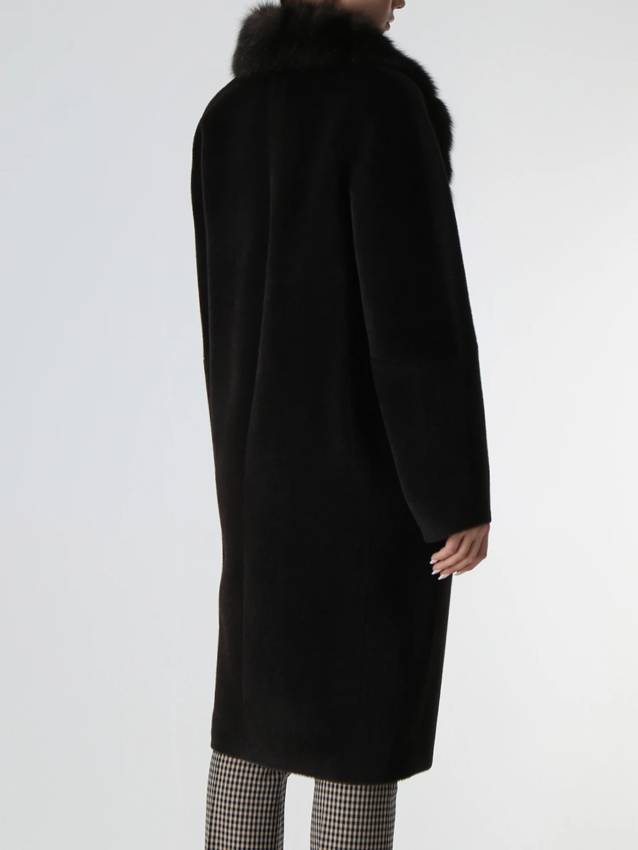 Пальто шерстяное с мехом соболя