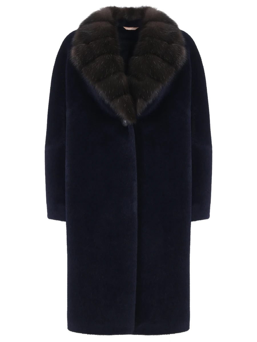 Пальто шерстяное с мехом соболя