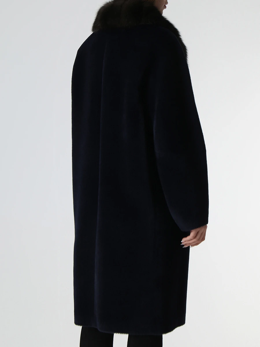 Пальто шерстяное с мехом соболя