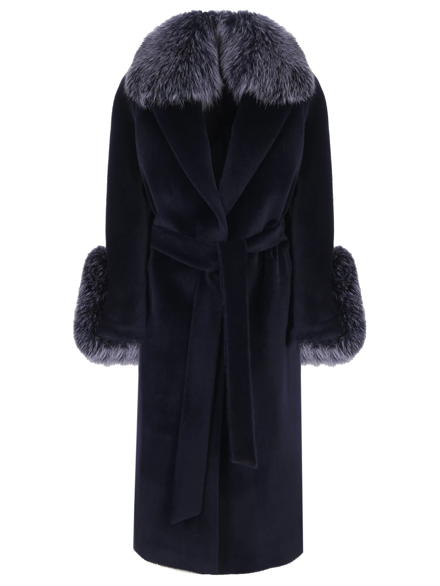 Пальто из альпака с мехом лисы