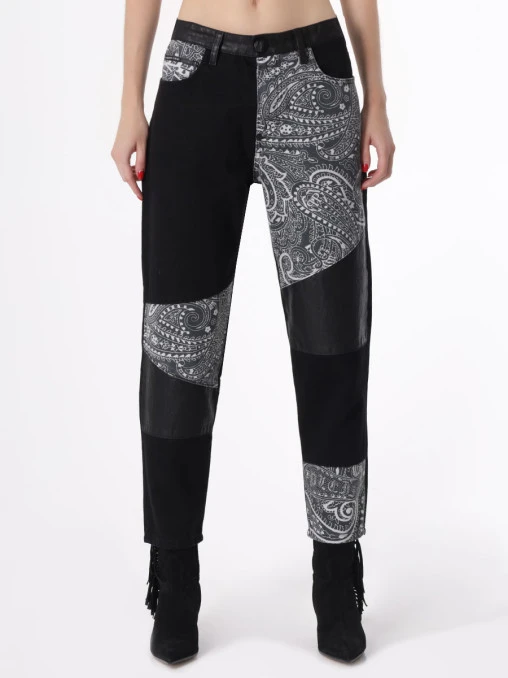 Джинсы Mom Fit хлопковые с принтом PHILIPP PLEIN