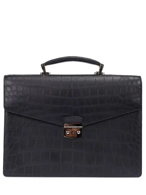 Портфель из кожи крокодила BARDINI