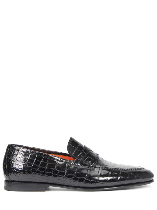 Лоферы из кожи крокодила SANTONI