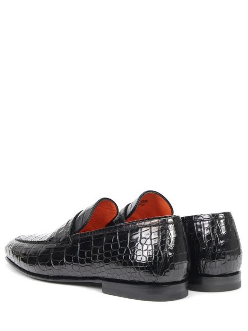 Лоферы из кожи крокодила SANTONI