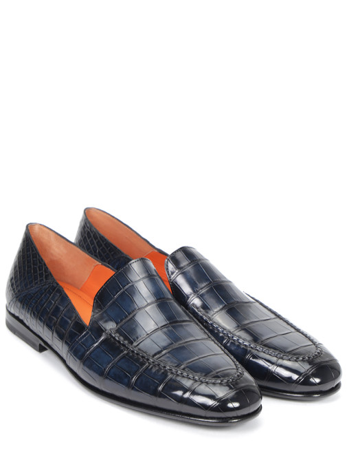 Лоферы из кожи крокодила SANTONI