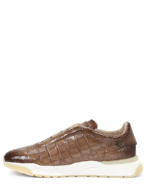 Кроссовки из кожи крокодила SANTONI