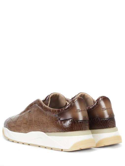 Кроссовки из кожи крокодила SANTONI