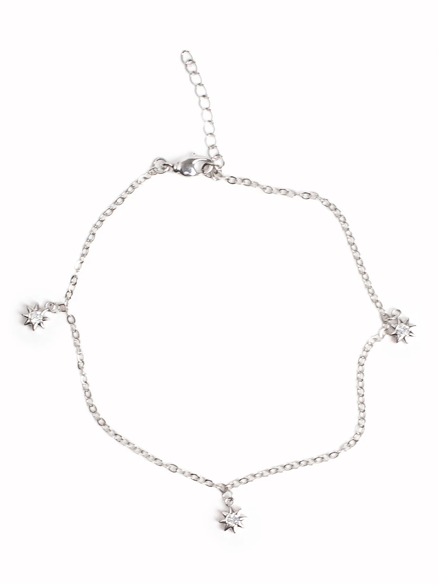 Анклет с подвесками “Звезды” в серебряном цвете