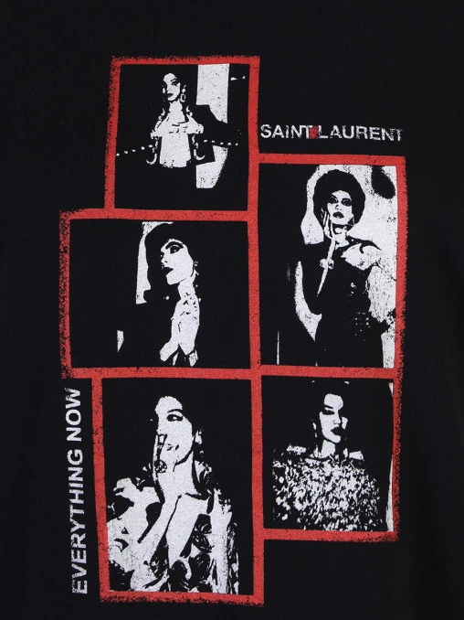Футболка хлопковая с принтом SAINT LAURENT