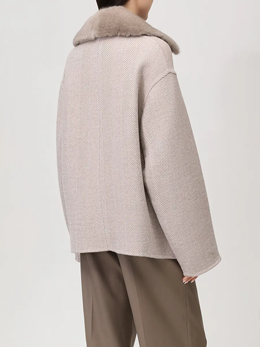 Пальто шерстяное с мехом норки